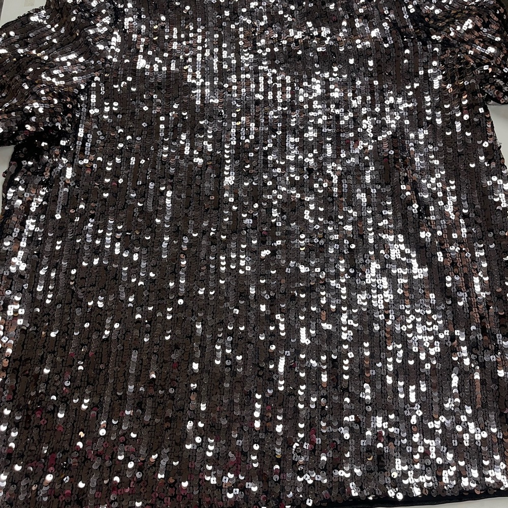 Express Black Sequin Silver Top - image 2